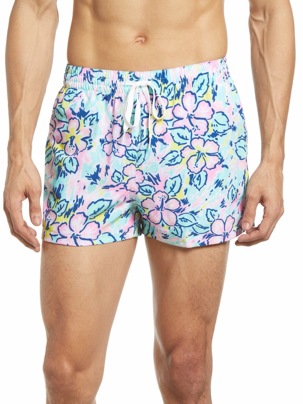 chubbies Floral Pastel Blue Pink Swim Trunks